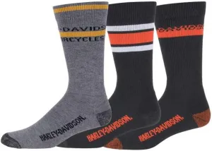 Harley-Davidson Men's 3-Pairs Moisture Wicking Boxed Riding Socks - Gray/Black