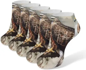 Hawk Sitting In The Tree Ankle Socks Men's Running 5 Pack Comfort Breathable Short Sports Sock Performance No Show Socks