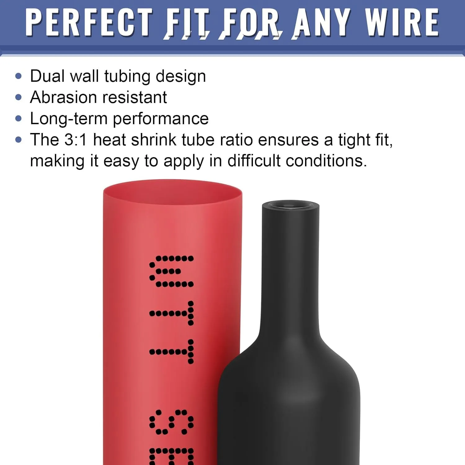 Heat Shrink Tubing Kit - 3:1 Ratio Adhesive Lined, Marine Grade Shrink Wrap - Automotive Industrial Heat-Shrink Tubing - Black, Red - 400 PCS