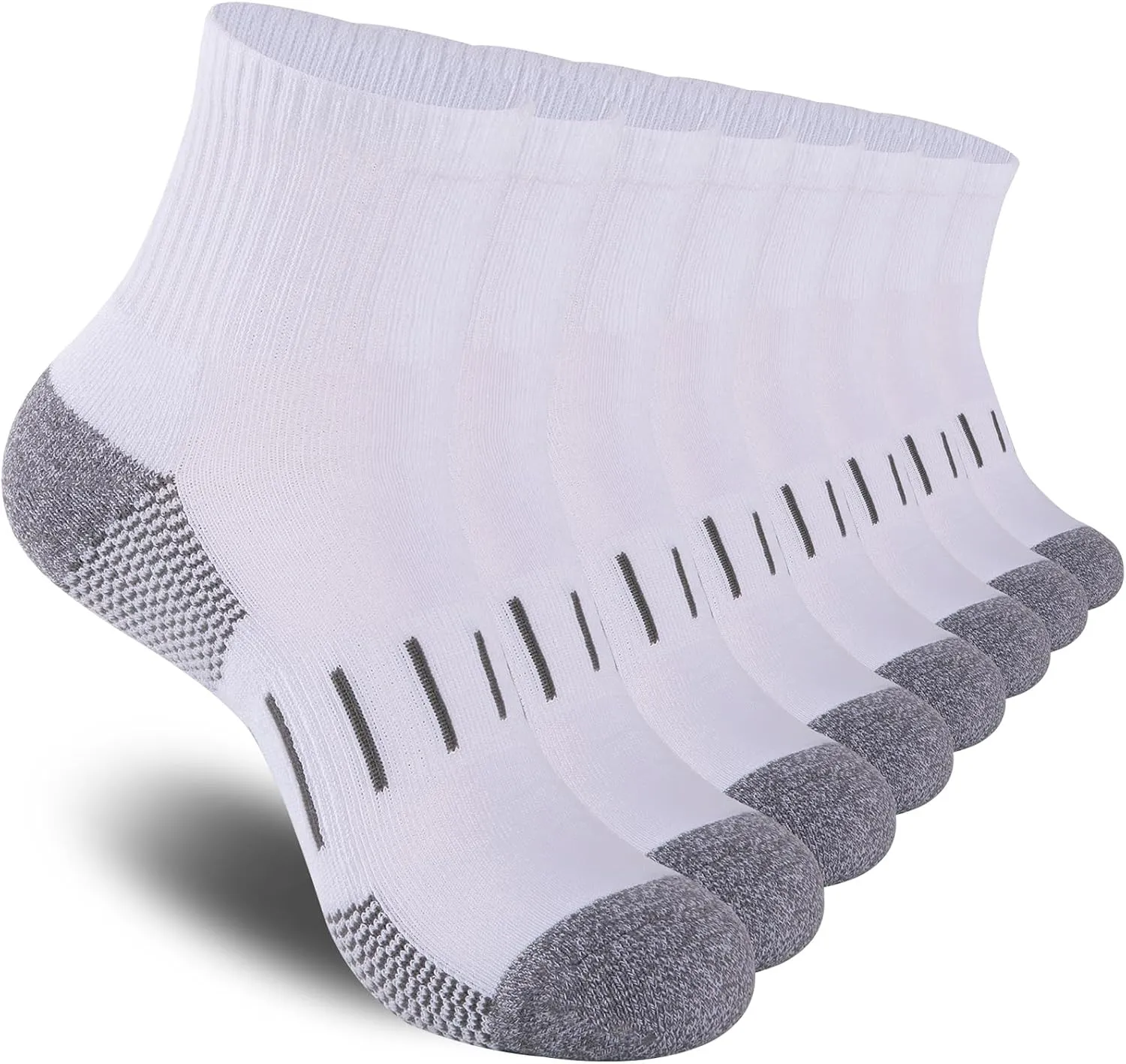 Heatuff Men's Ankle Athletic Socks Quarter Cushion Moisture Wicking Running Sports Work Socks(8 Pairs)