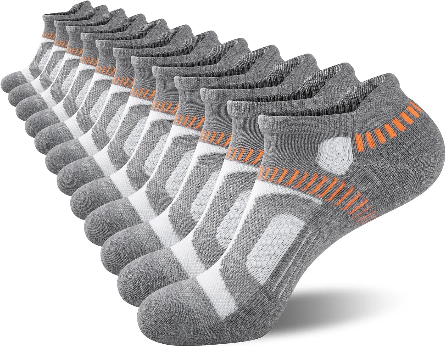 Heatuff Mens Athletic Ankle Socks Moisture Wicking Cushion Running Low Cut Sock 6 Pack