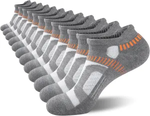 Heatuff Mens Athletic Ankle Socks Moisture Wicking Cushion Running Low Cut Sock 6 Pack
