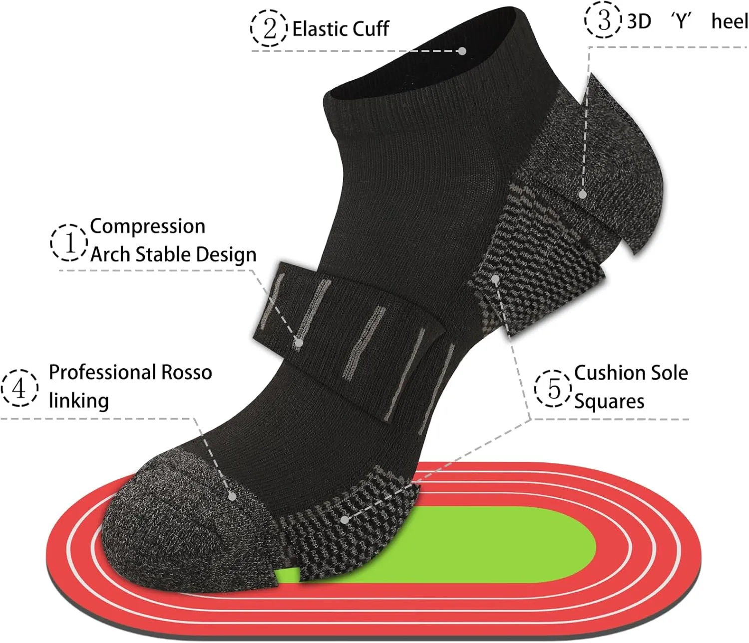 Heatuff Men's Athletic Ankle Socks Moisture Wicking Cushion Sports Running Low Cut Sock (8 Pairs)
