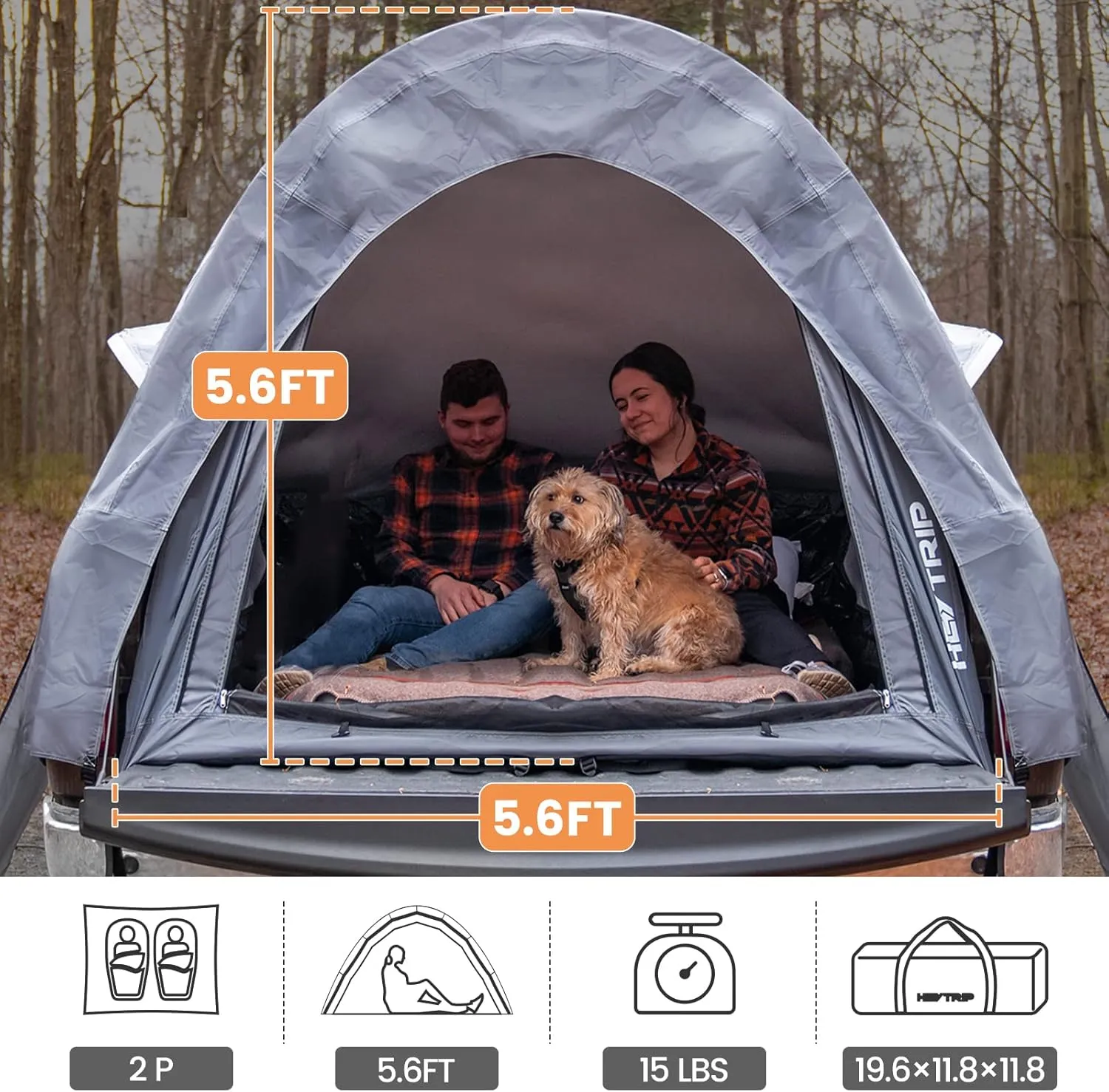 HEYTRIP Truck Bed Tent 5.0ft-6.8ft Waterproof Pickup Truck Tent Double Layer 2 Person Truck Tent Camper for Camping Fishing