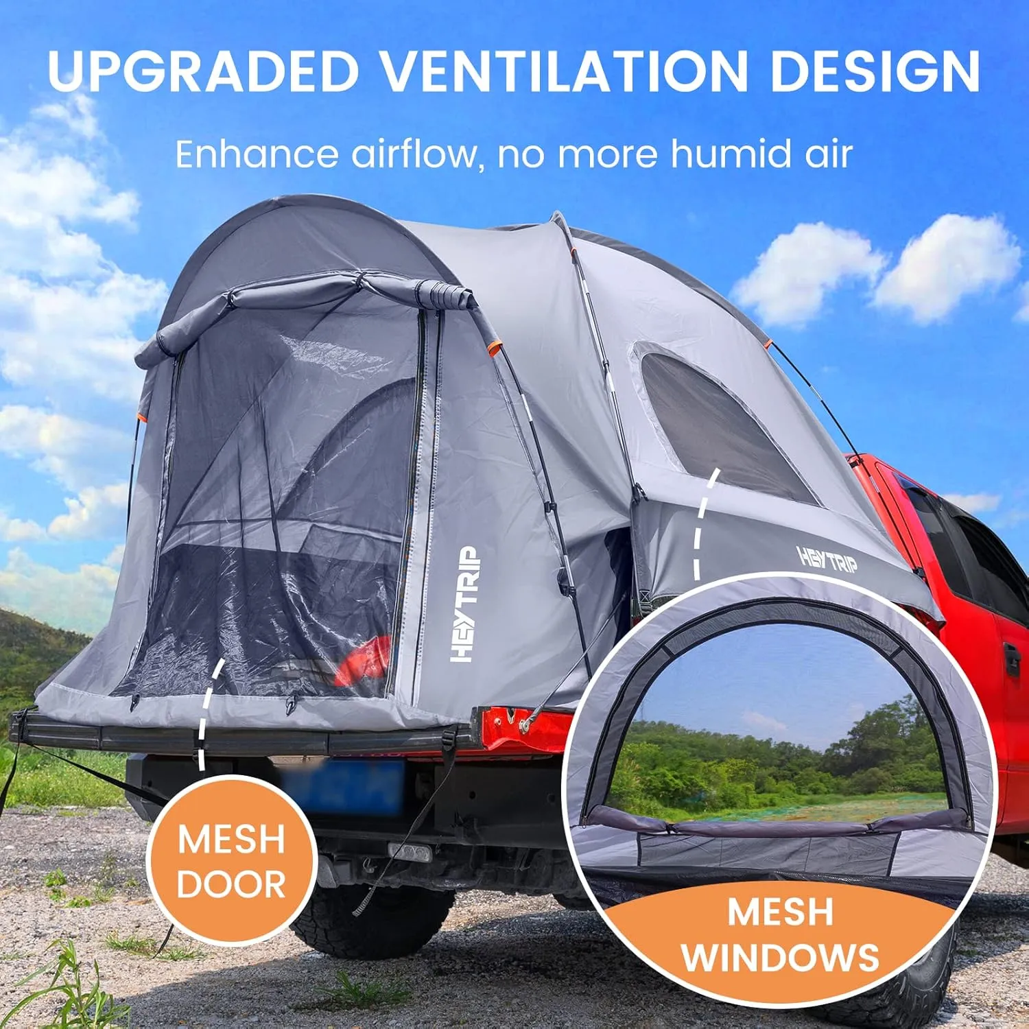 HEYTRIP Truck Bed Tent 5.0ft-6.8ft Waterproof Pickup Truck Tent Double Layer 2 Person Truck Tent Camper for Camping Fishing