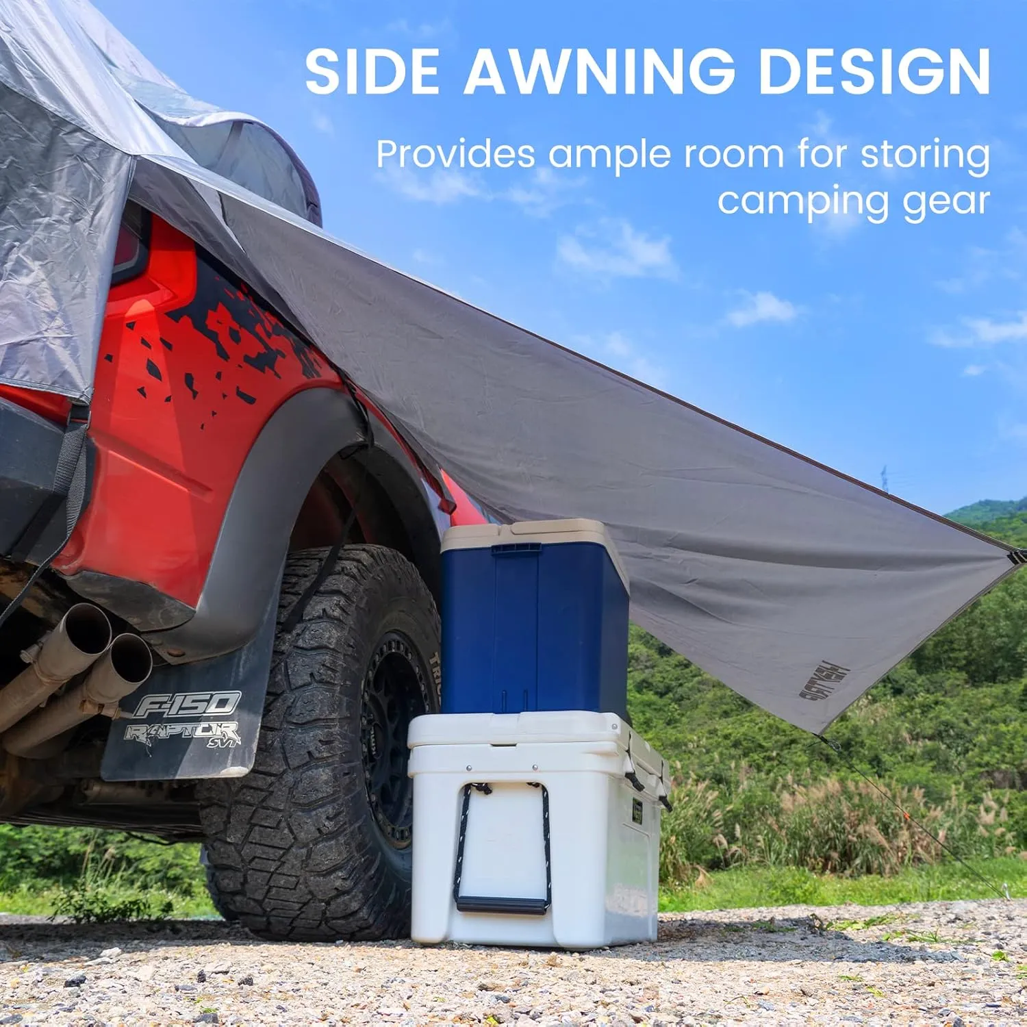 HEYTRIP Truck Bed Tent 5.0ft-6.8ft Waterproof Pickup Truck Tent Double Layer 2 Person Truck Tent Camper for Camping Fishing