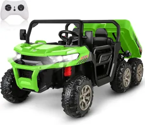 Hikole 24V Kids Electric Ride On Car, 2-Seater UTV for Big Kids w/Remote Control, Dump Bed, 6 Wheeler 24 Volt Battery Powered Cars with Spring Suspension, 4WD, 5 MPH, Music-Gift for Boys&Girls Age 4-8