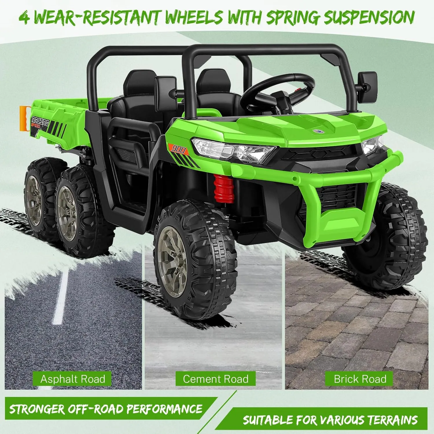 Hikole 24V Kids Electric Ride On Car, 2-Seater UTV for Big Kids w/Remote Control, Dump Bed, 6 Wheeler 24 Volt Battery Powered Cars with Spring Suspension, 4WD, 5 MPH, Music-Gift for Boys&Girls Age 4-8