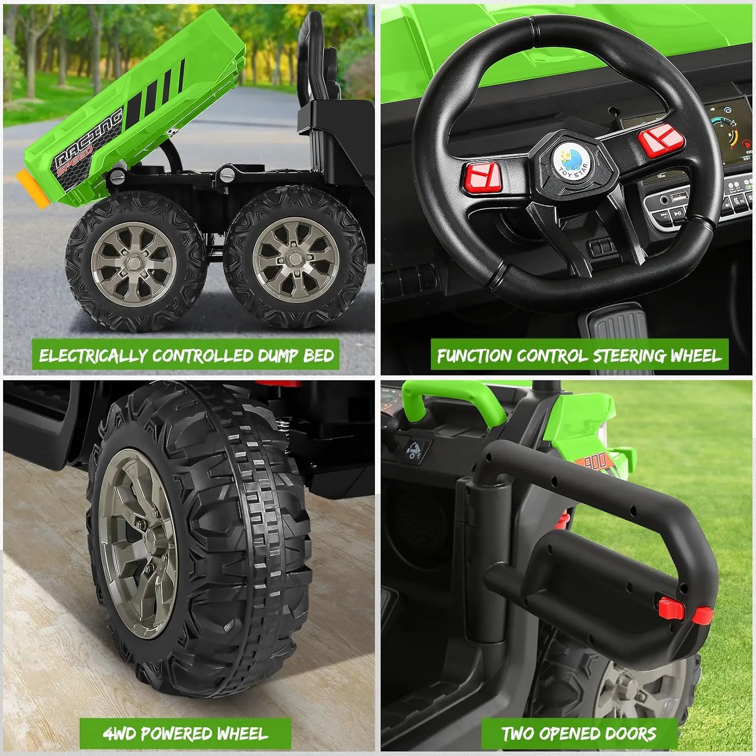 Hikole 24V Kids Electric Ride On Car, 2-Seater UTV for Big Kids w/Remote Control, Dump Bed, 6 Wheeler 24 Volt Battery Powered Cars with Spring Suspension, 4WD, 5 MPH, Music-Gift for Boys&Girls Age 4-8