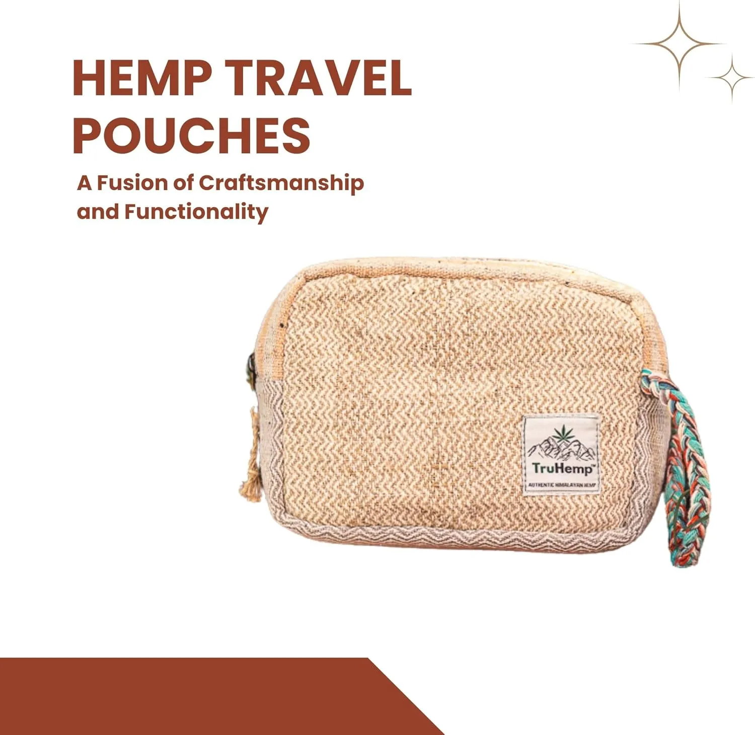 Himalayan Hemp Toiletry Kit – Natural Hemp Travel Pouch with Spacious Storage, Dual Zipper Compartments, Soft Cotton Lining