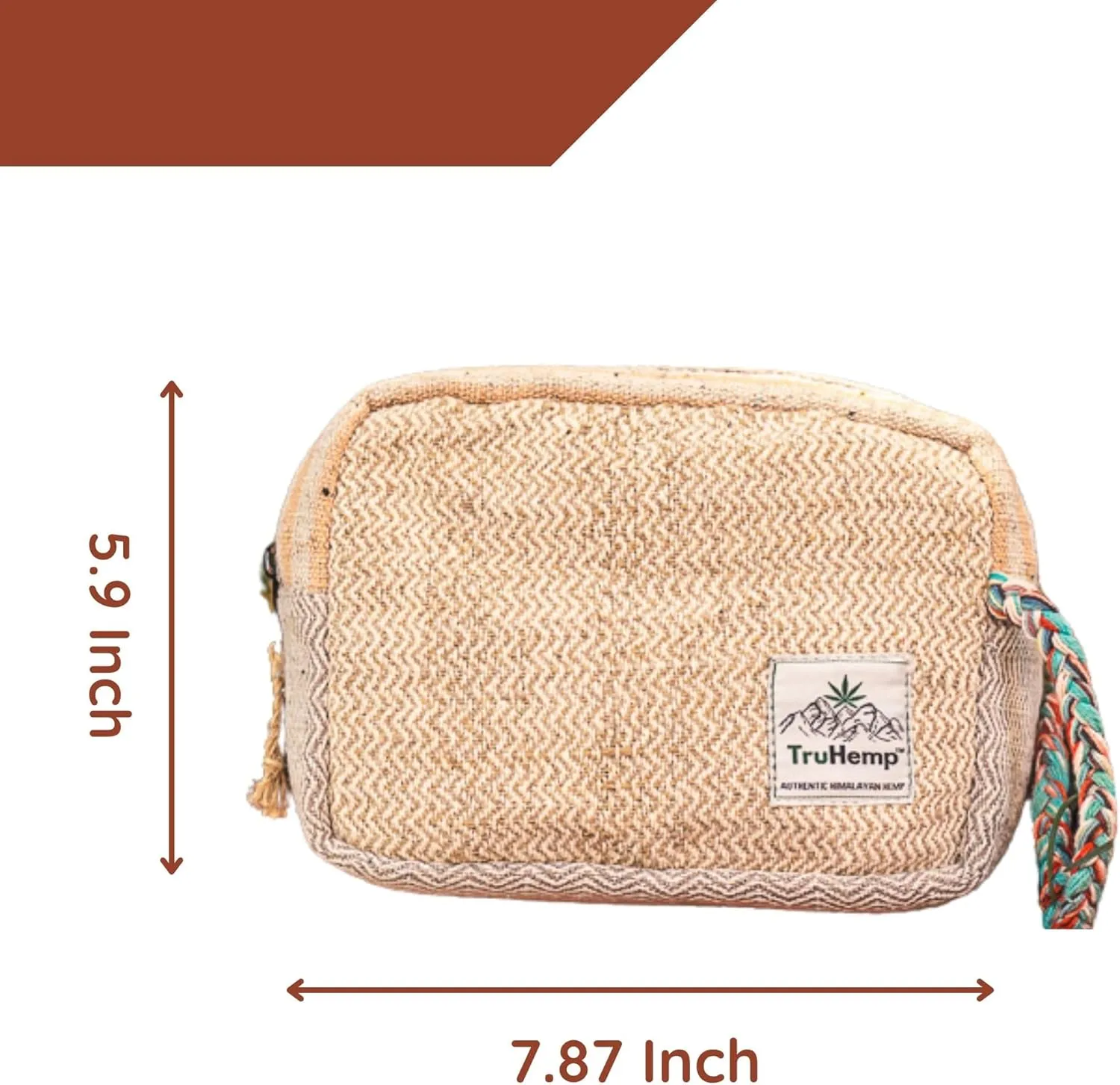 Himalayan Hemp Toiletry Kit – Natural Hemp Travel Pouch with Spacious Storage, Dual Zipper Compartments, Soft Cotton Lining
