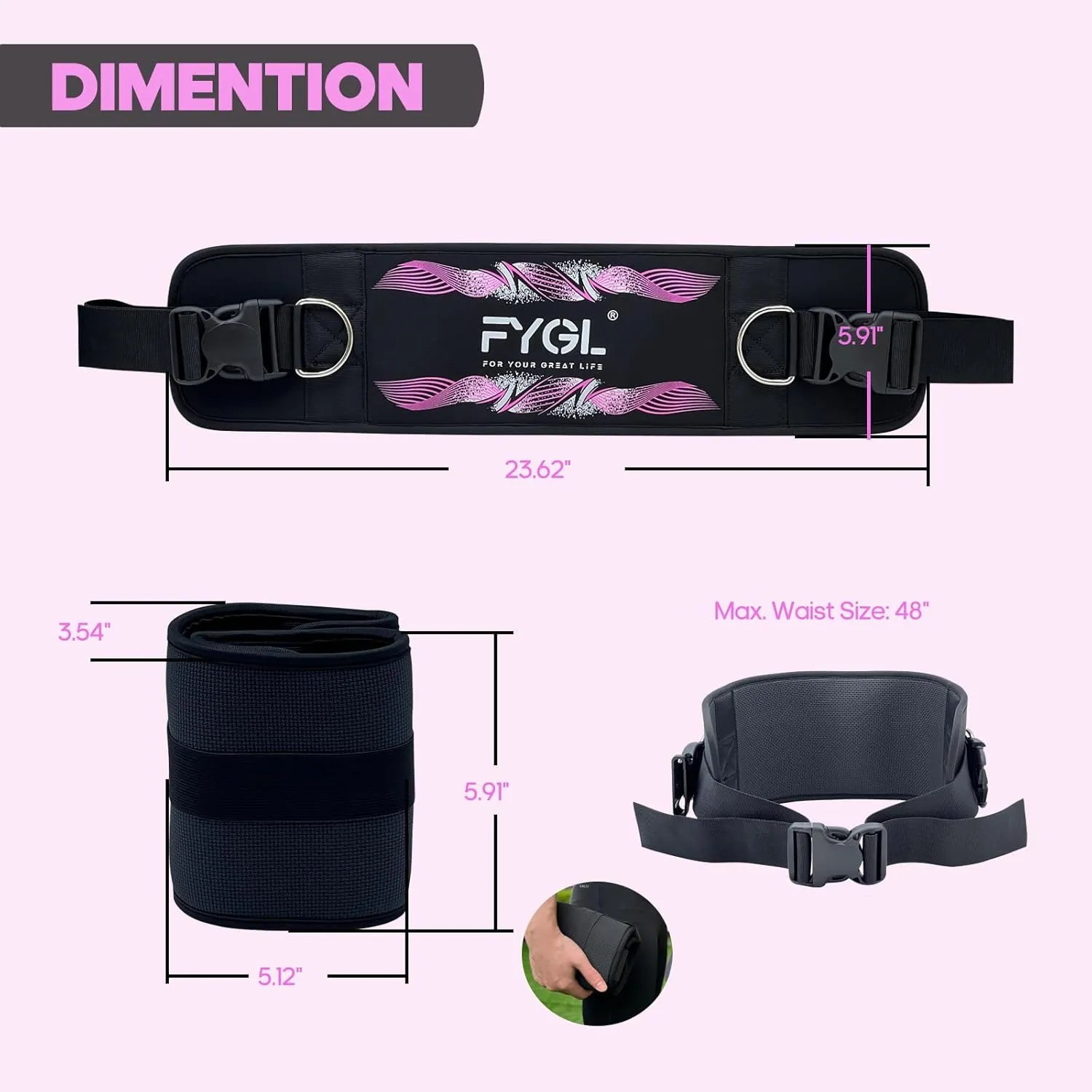 Hip-Thrust-Belt, Foldable Design, Slip-Resistant Padding, Supports 300 lbs, Ideal for Glutes Training with Dumbbells, Kettlebells & Plates, Great for Gym & Home Hip Thrust Workouts