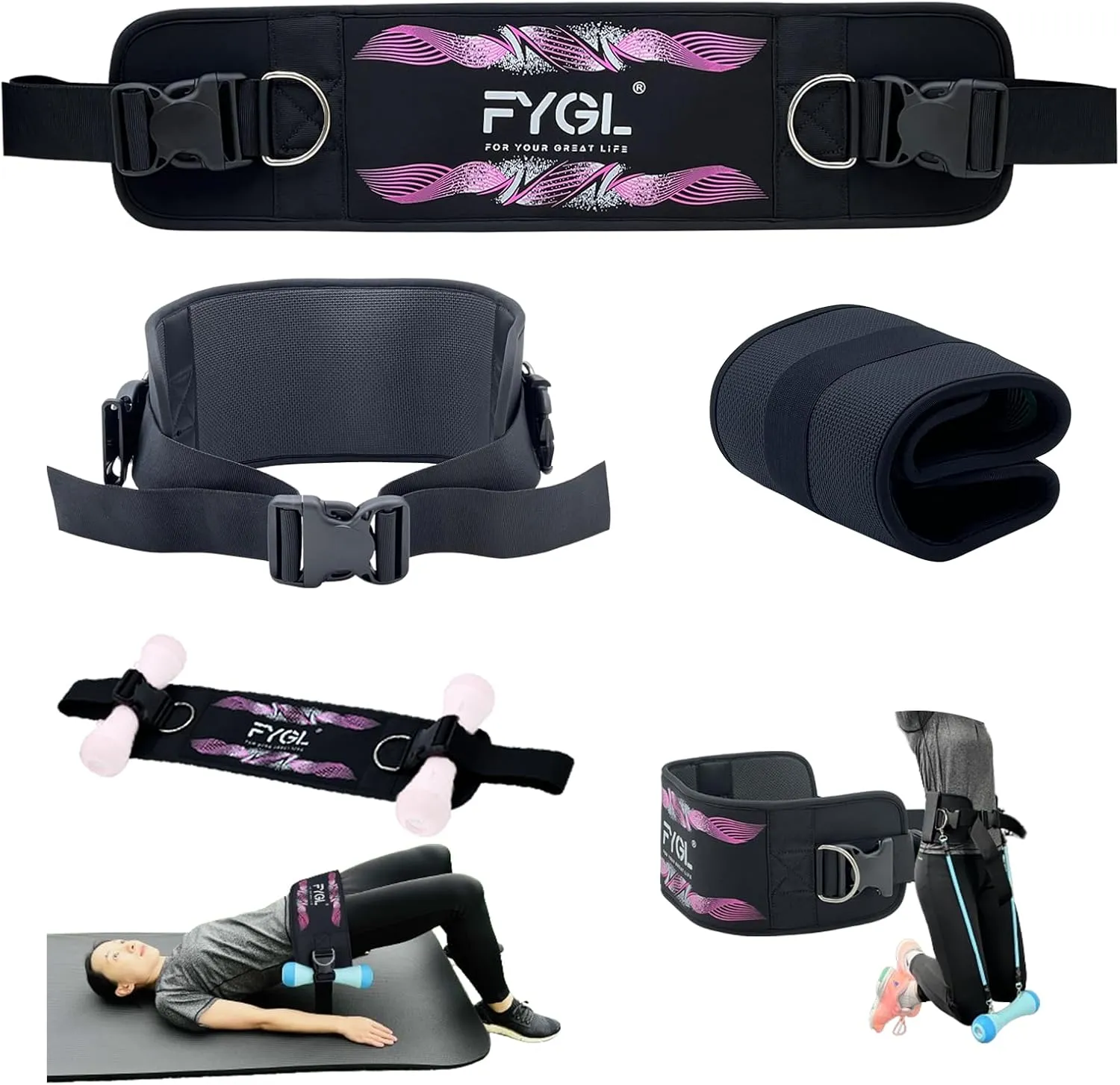 Hip-Thrust-Belt, Foldable Design, Slip-Resistant Padding, Supports 300 lbs, Ideal for Glutes Training with Dumbbells, Kettlebells & Plates, Great for Gym & Home Hip Thrust Workouts
