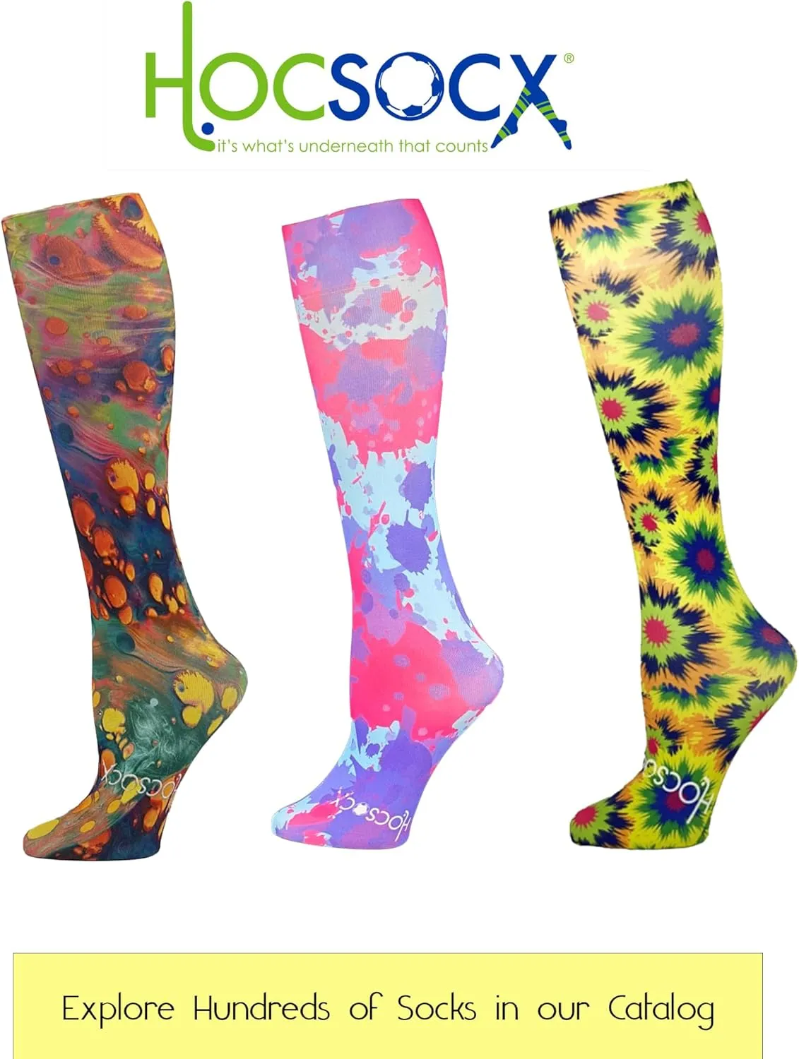 Hocsocx Splatter Socks Performance Liner Moisture-Wicking Protection for Field Hockey, Ice Hockey, and Soccer
