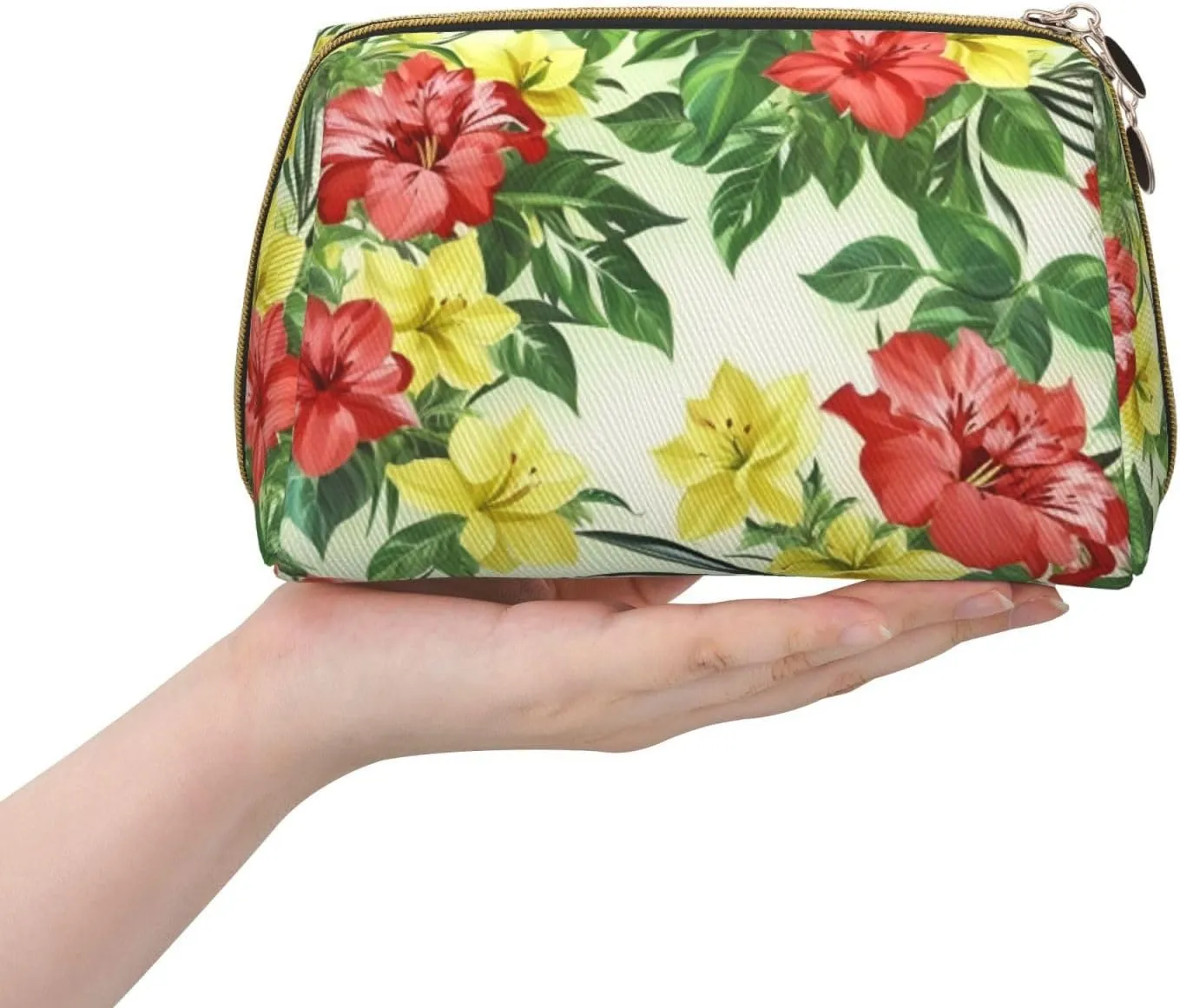 Hojas Tropicales Y Flores Toiletry Pouch, Travel-Friendly Makeup Organizer For Makeup Brushes, Lipsticks