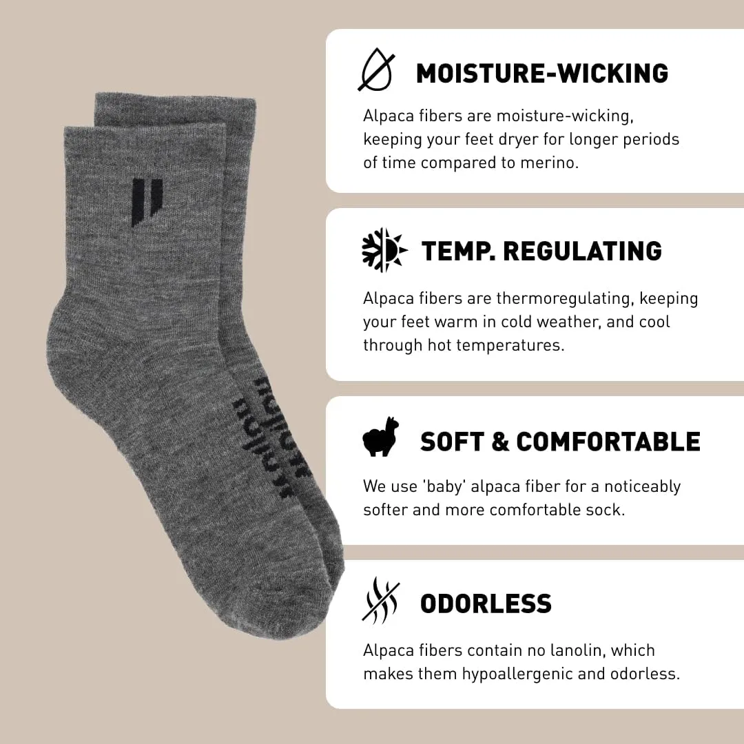 HOLLOW Alpaca Ankle Socks for Men and Women, Moisture Wicking Alpaca Socks for Hiking, Running, Temperature Regulating