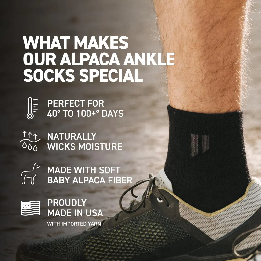 HOLLOW Alpaca Ankle Socks for Men and Women, Moisture Wicking Alpaca Socks for Hiking, Running, Temperature Regulating