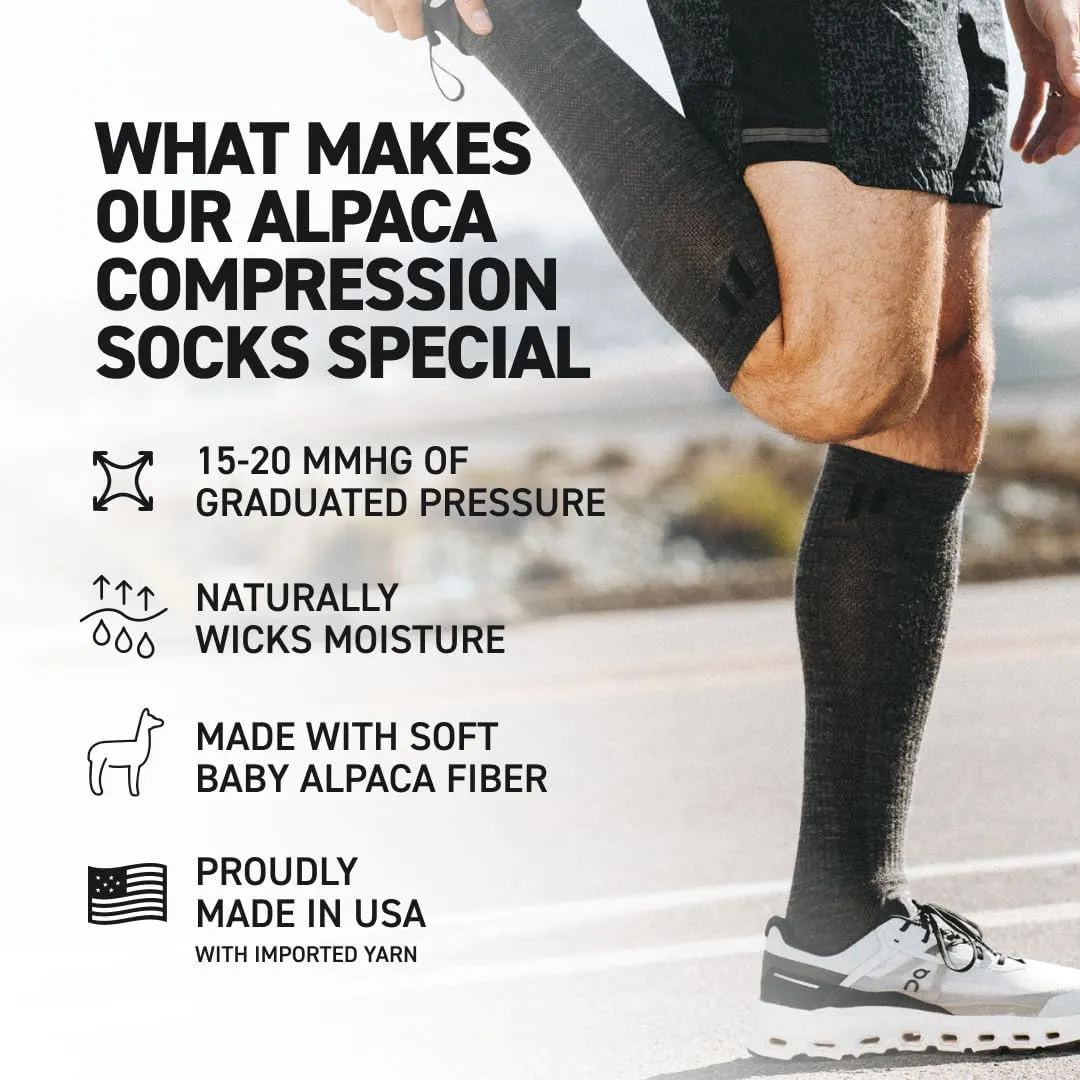 HOLLOW Alpaca Compression Socks for Men and Women, Moisture Wicking Alpaca Wool Socks for Hiking, Running,