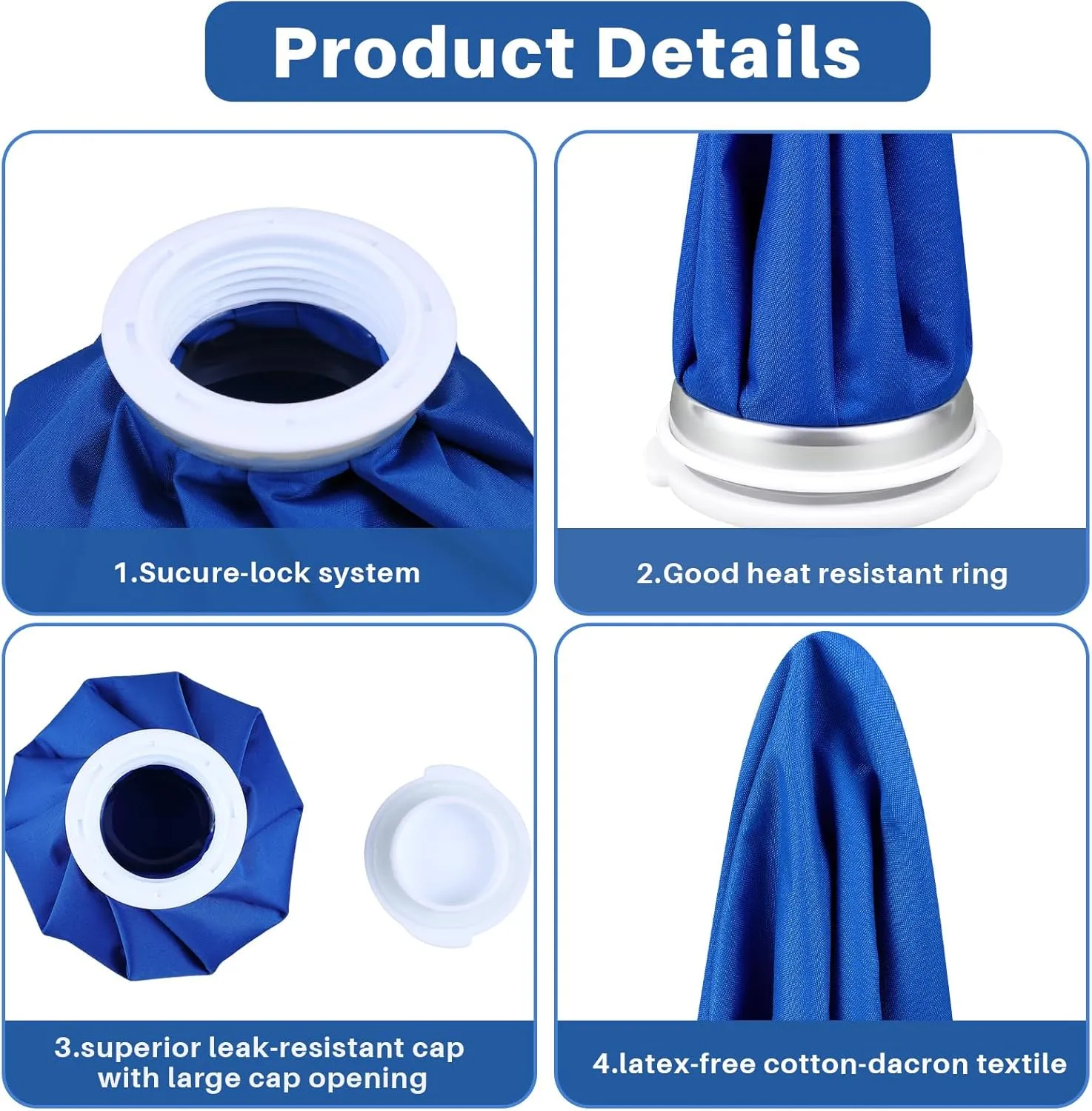 Honoson 4 Pack Reusable Ice Pack and Hot Water Bag for Adults, Cold and Hot Use for Injuries, Pain Relief, Wisdom Teeth, Breastfeeding, Tired Eyes, 5.5 Inches(Classic Pure Style)