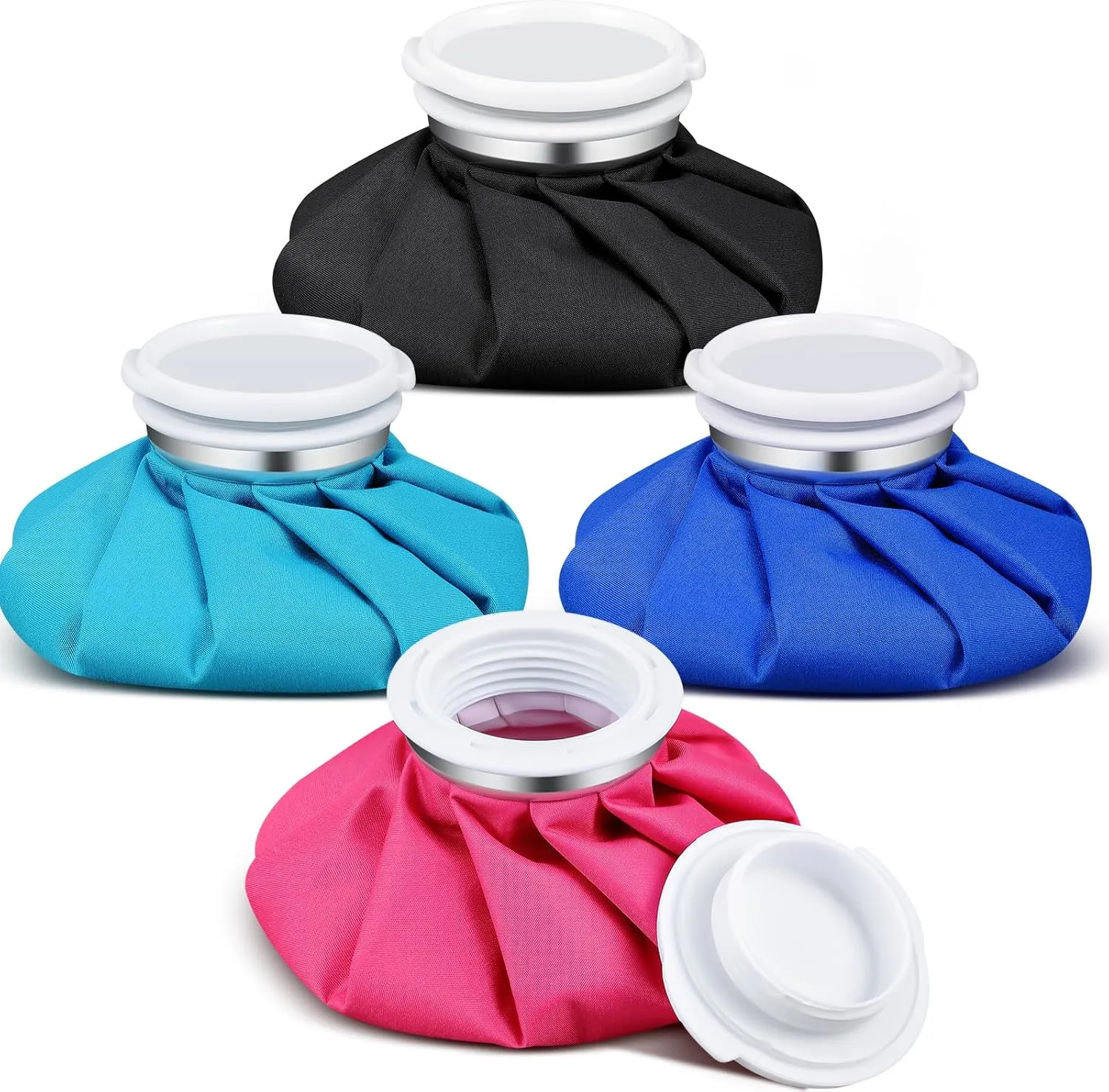 Honoson 4 Pack Reusable Ice Pack and Hot Water Bag for Adults, Cold and Hot Use for Injuries, Pain Relief, Wisdom Teeth, Breastfeeding, Tired Eyes, 5.5 Inches(Classic Pure Style)