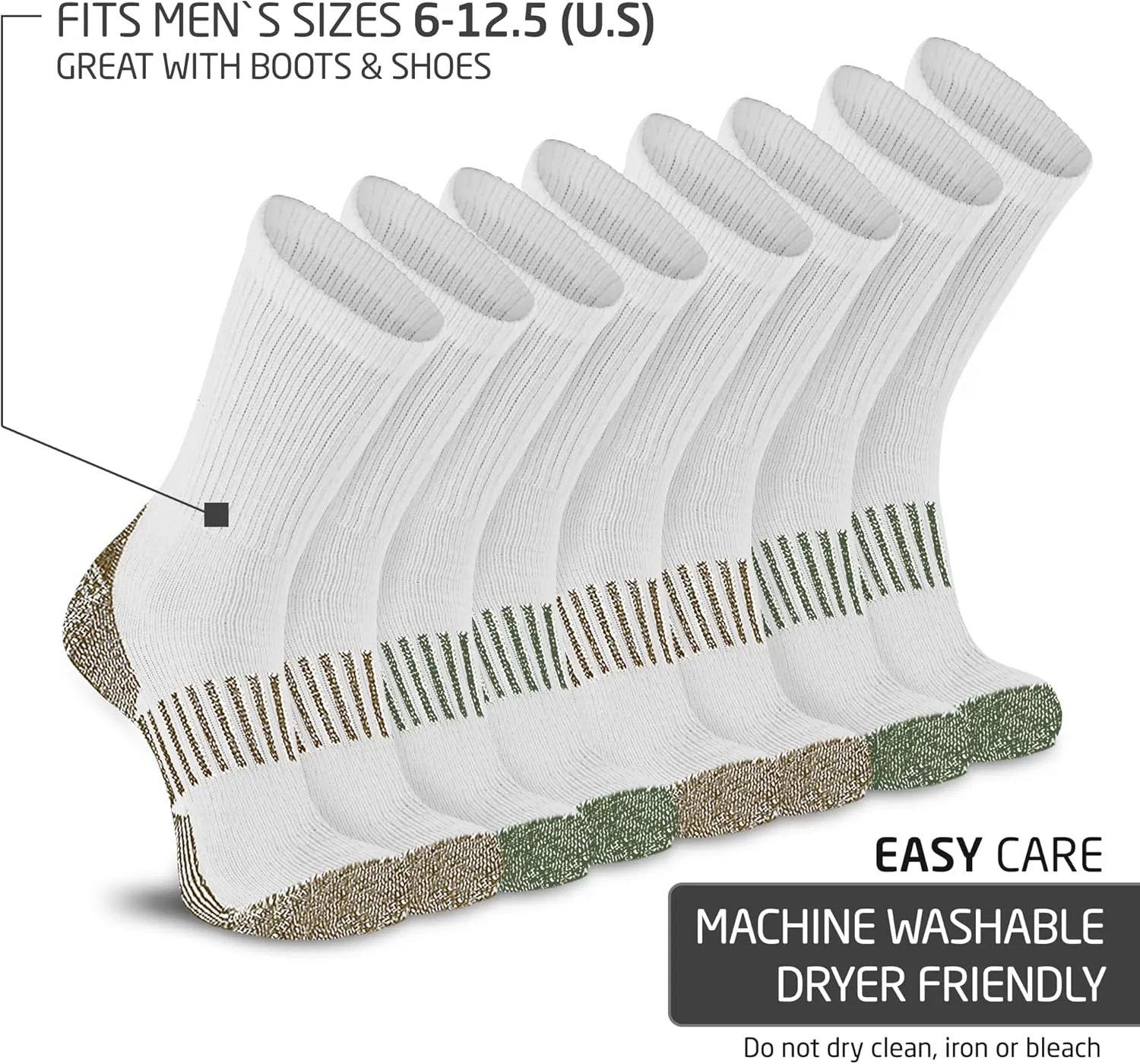 HOT FEET ﻿﻿﻿Wool Work Socks for Men & Women, Thick Winter Moisture Wicking Warm Boot Crew Socks - 4 Pack, Size 4-12.5