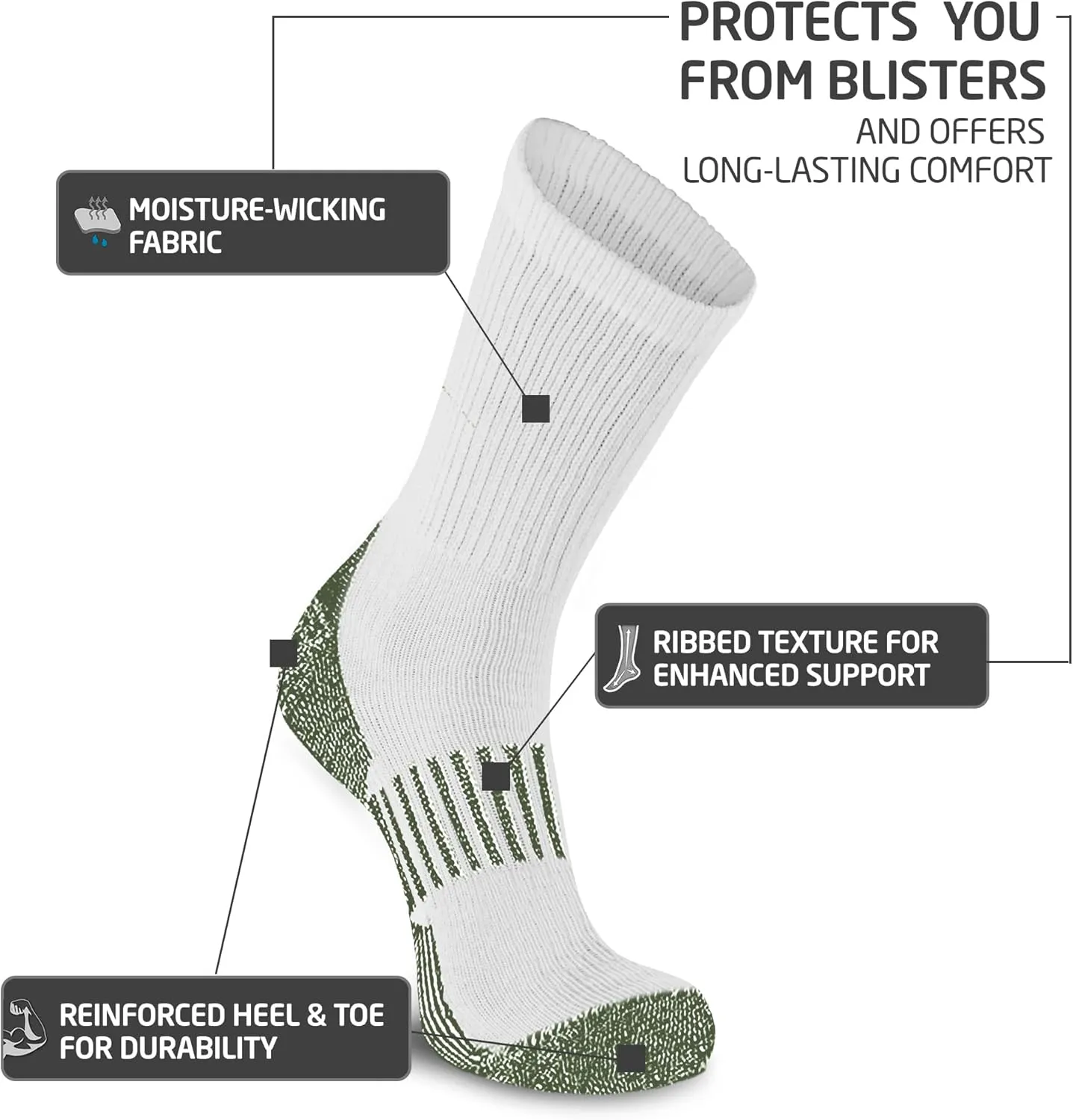 HOT FEET ﻿﻿﻿Wool Work Socks for Men & Women, Thick Winter Moisture Wicking Warm Boot Crew Socks - 4 Pack, Size 4-12.5