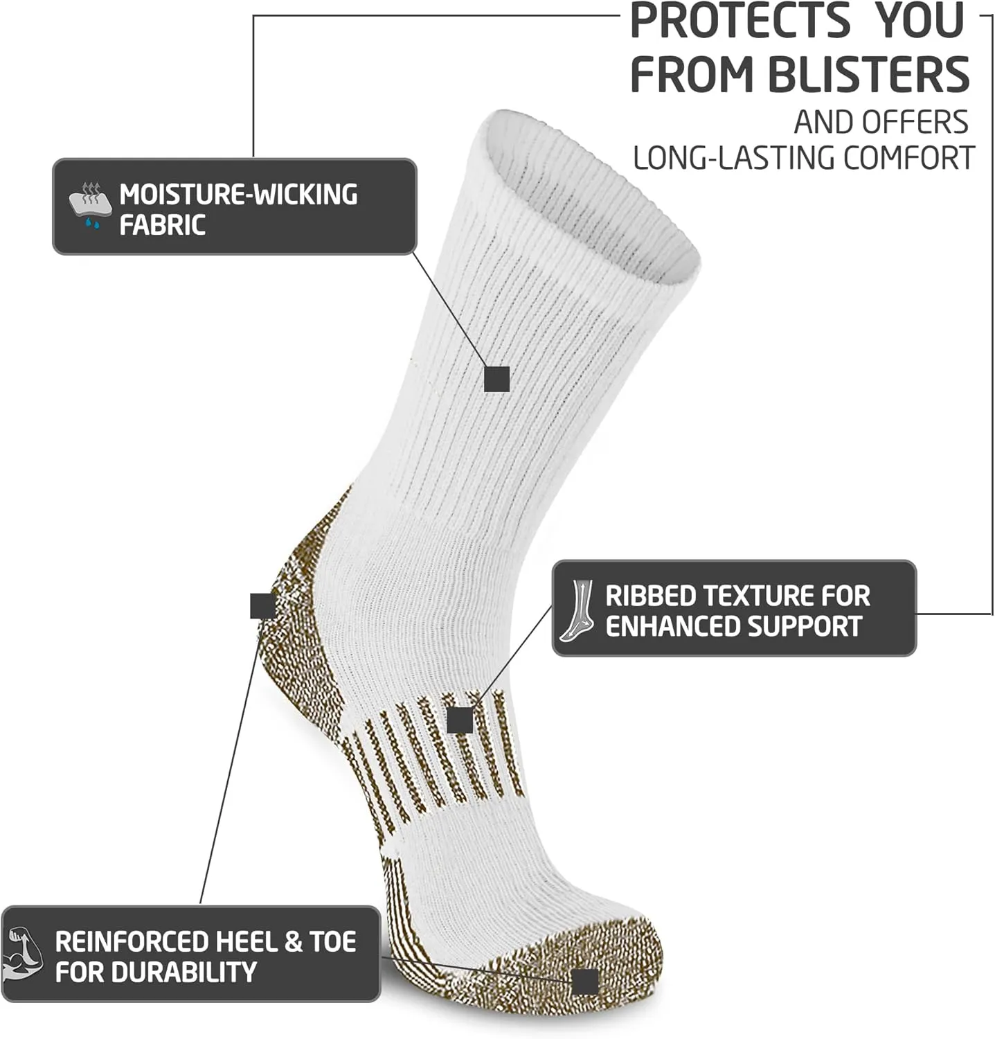 HOT FEET ﻿﻿﻿Wool Work Socks for Men & Women, Thick Winter Moisture Wicking Warm Boot Crew Socks - 4 Pack, Size 4-12.5