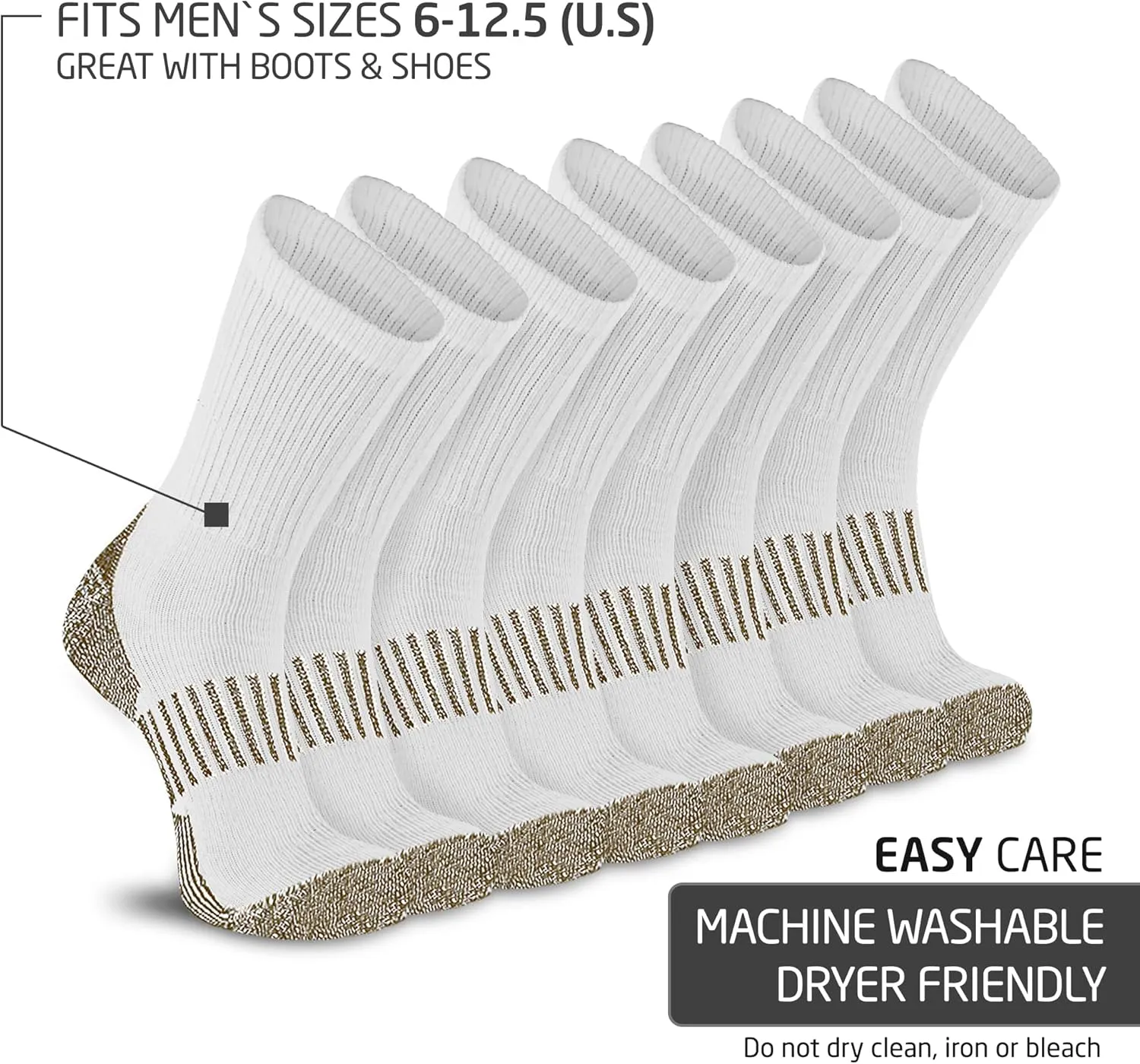 HOT FEET ﻿﻿﻿Wool Work Socks for Men & Women, Thick Winter Moisture Wicking Warm Boot Crew Socks - 4 Pack, Size 4-12.5