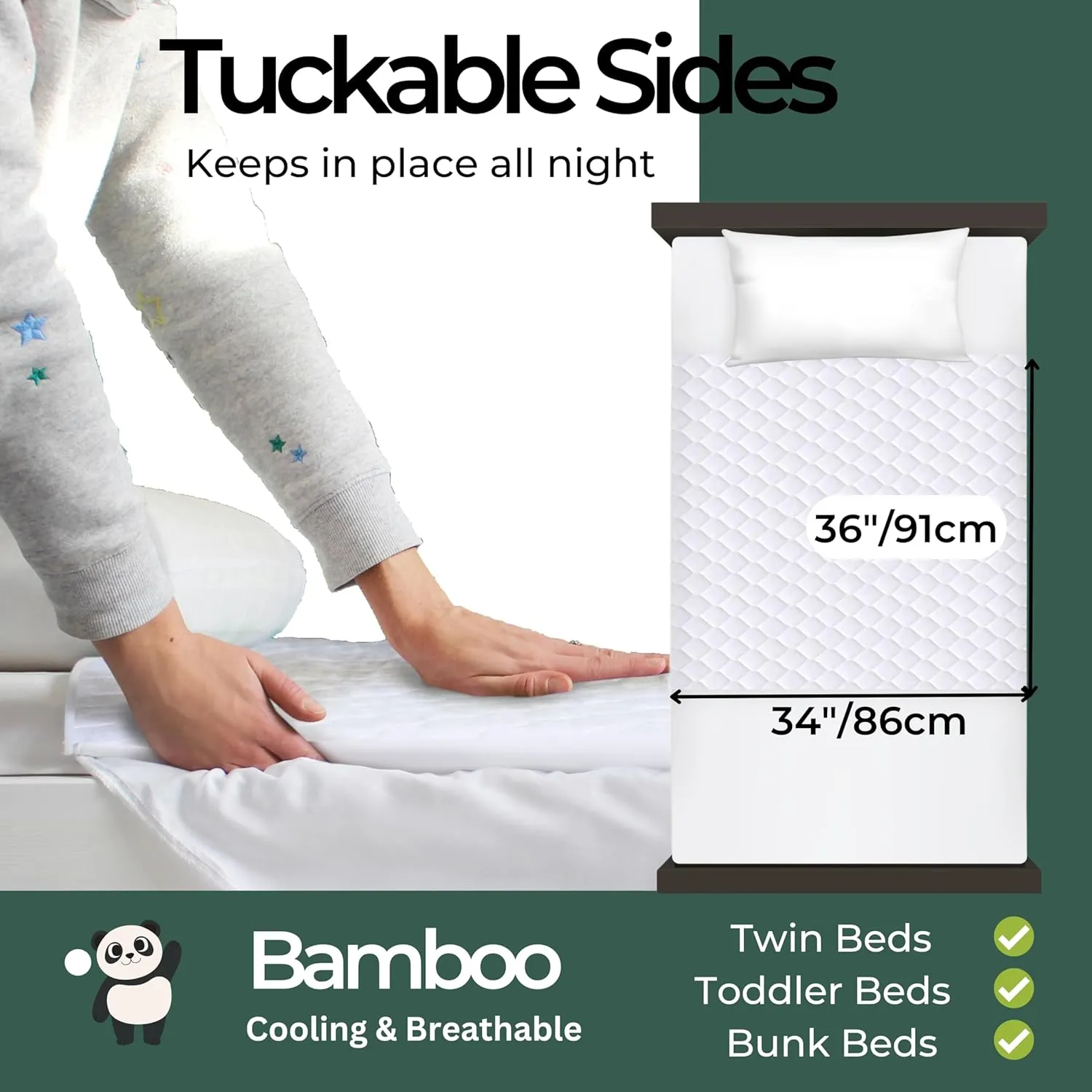 Hygge Sheets®️ Organic Washable Incontinence Bed Pads for Adults & Kids - 100% Waterproof Reusable Mattress Protector Underpads - Rayon derived from Bamboo - Twin
