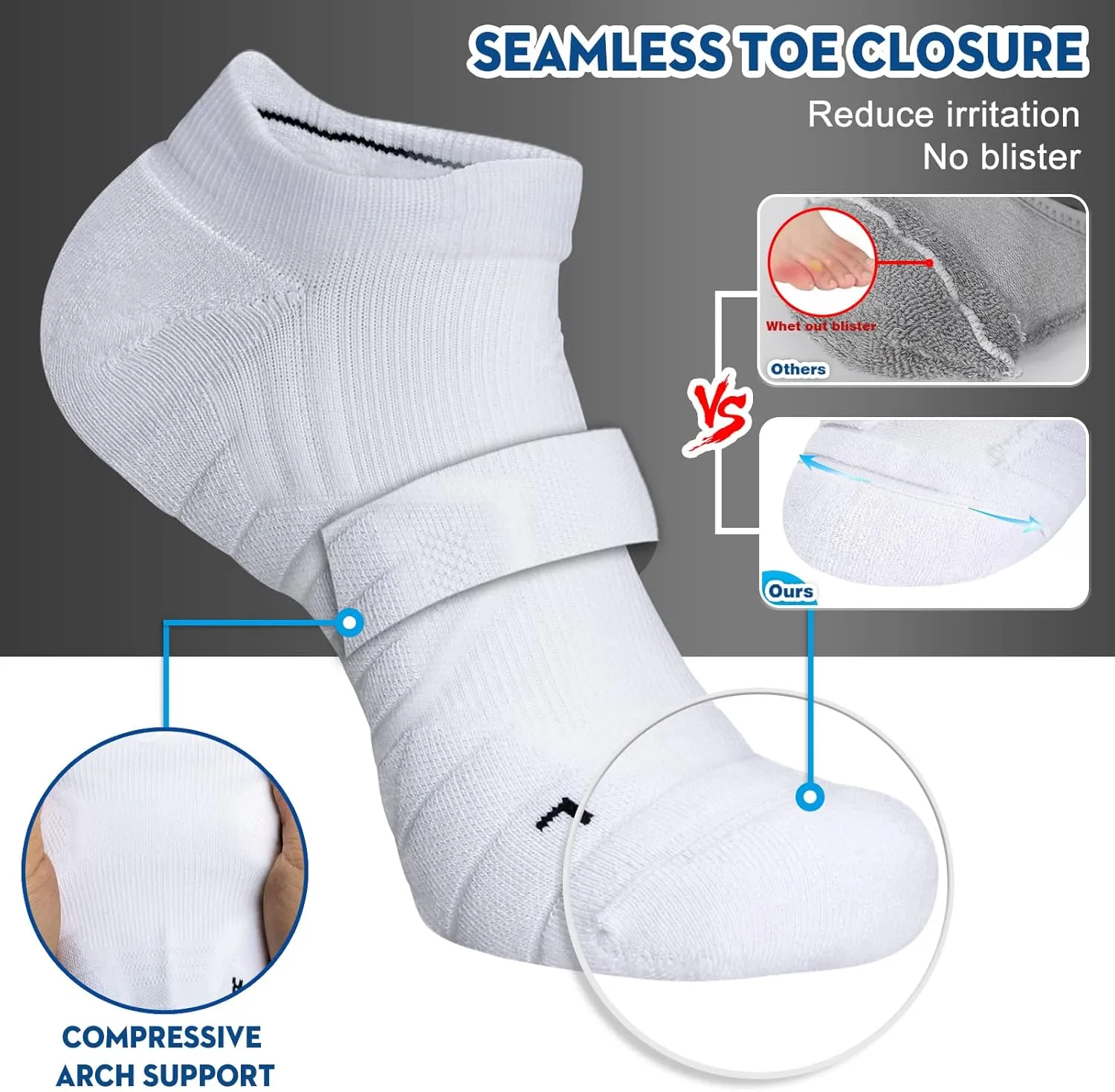 Hylaea Athletic Running Socks Cushion Padded Moisture Wicking Low Cut
