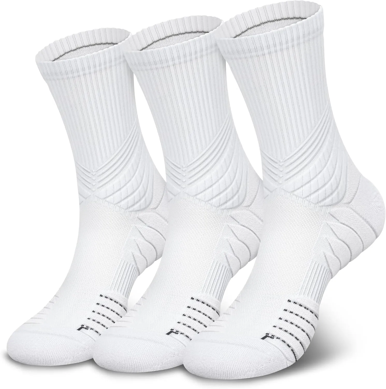 Hylaea Compression Running Socks for Men, Coolmax Anti-Blister Cushion Crew Socks for Athletic Basketball Tennis