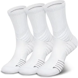 Hylaea Compression Running Socks for Men, Coolmax Anti-Blister Cushion Crew Socks for Athletic Basketball Tennis