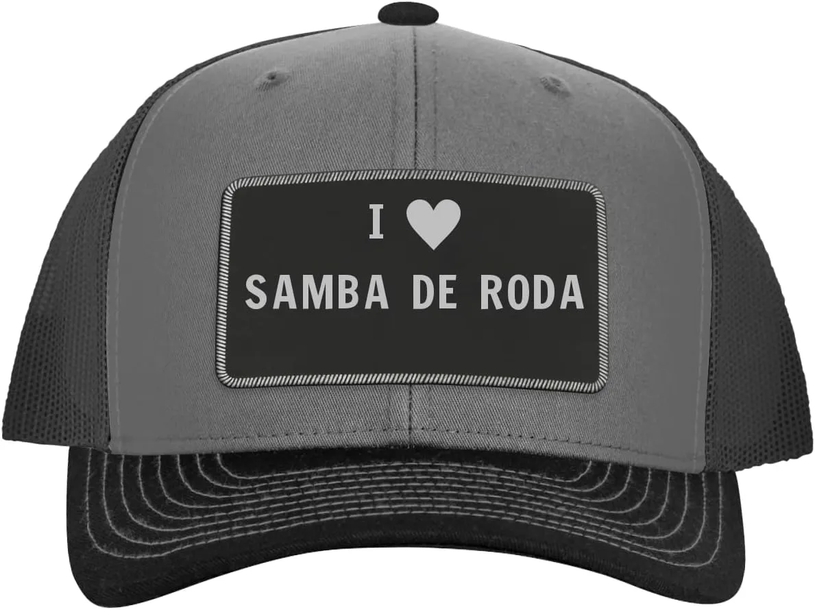I Heart Love Samba De Roda - Leather Black Patch Engraved Trucker Hat