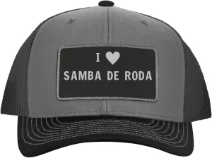 I Heart Love Samba De Roda - Leather Black Patch Engraved Trucker Hat