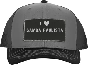 I Heart Love Samba Paulista - Leather Black Patch Engraved Trucker Hat