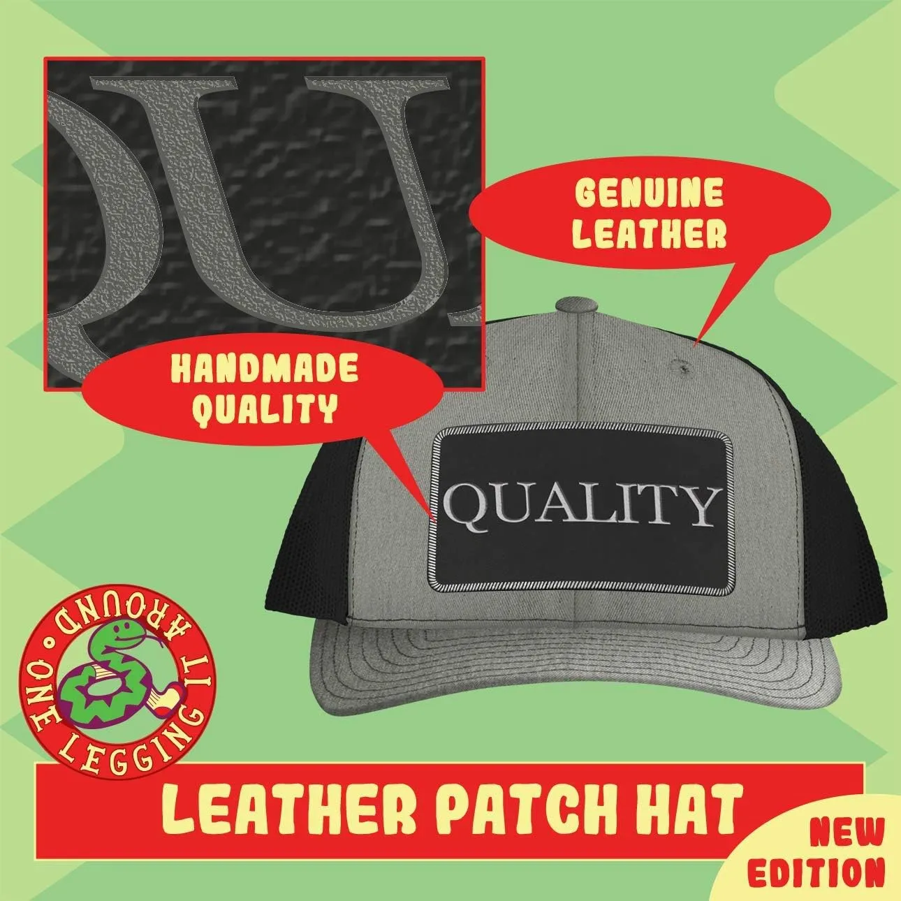 I Heart Love Samba Paulista - Leather Black Patch Engraved Trucker Hat