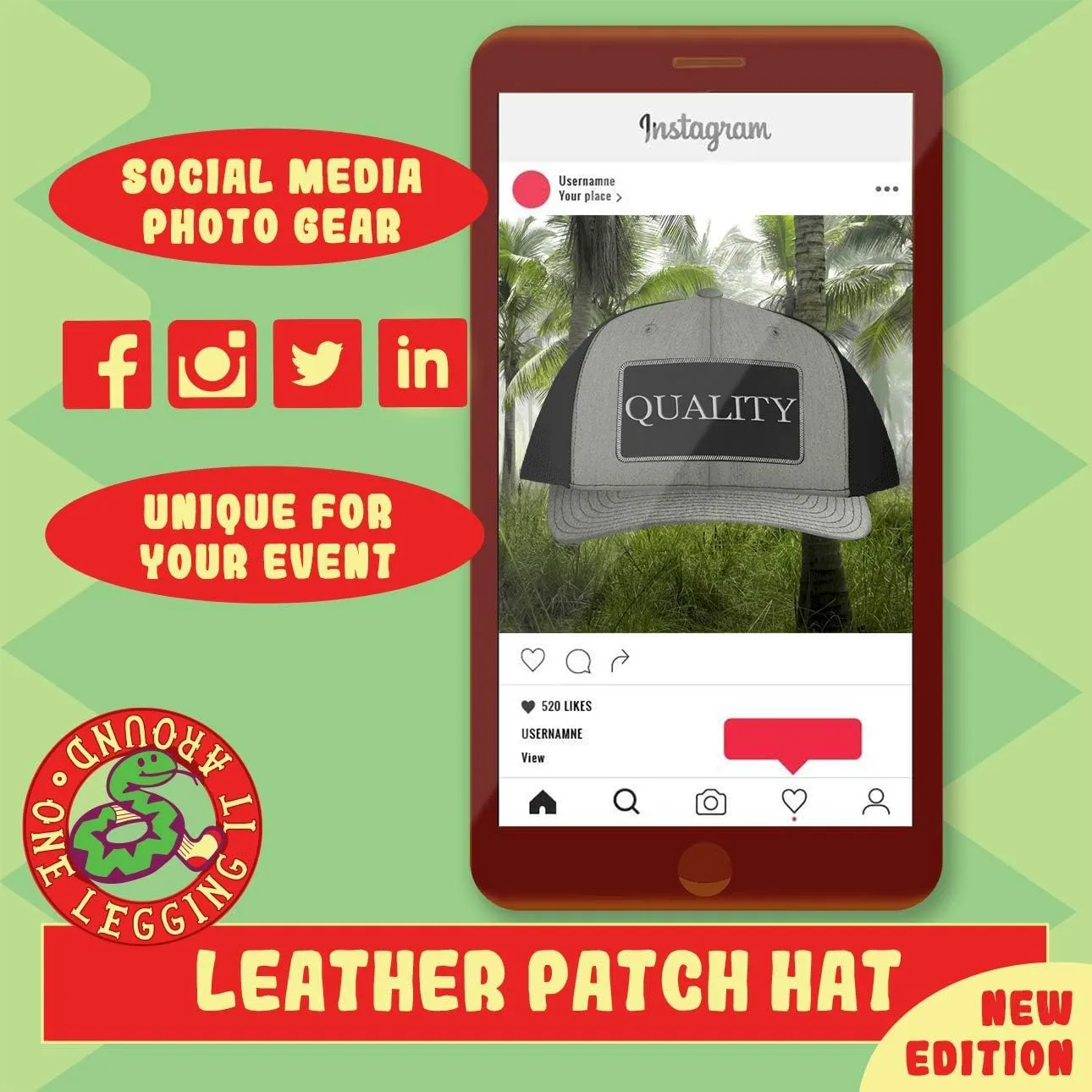 I Heart Love Samba Paulista - Leather Black Patch Engraved Trucker Hat