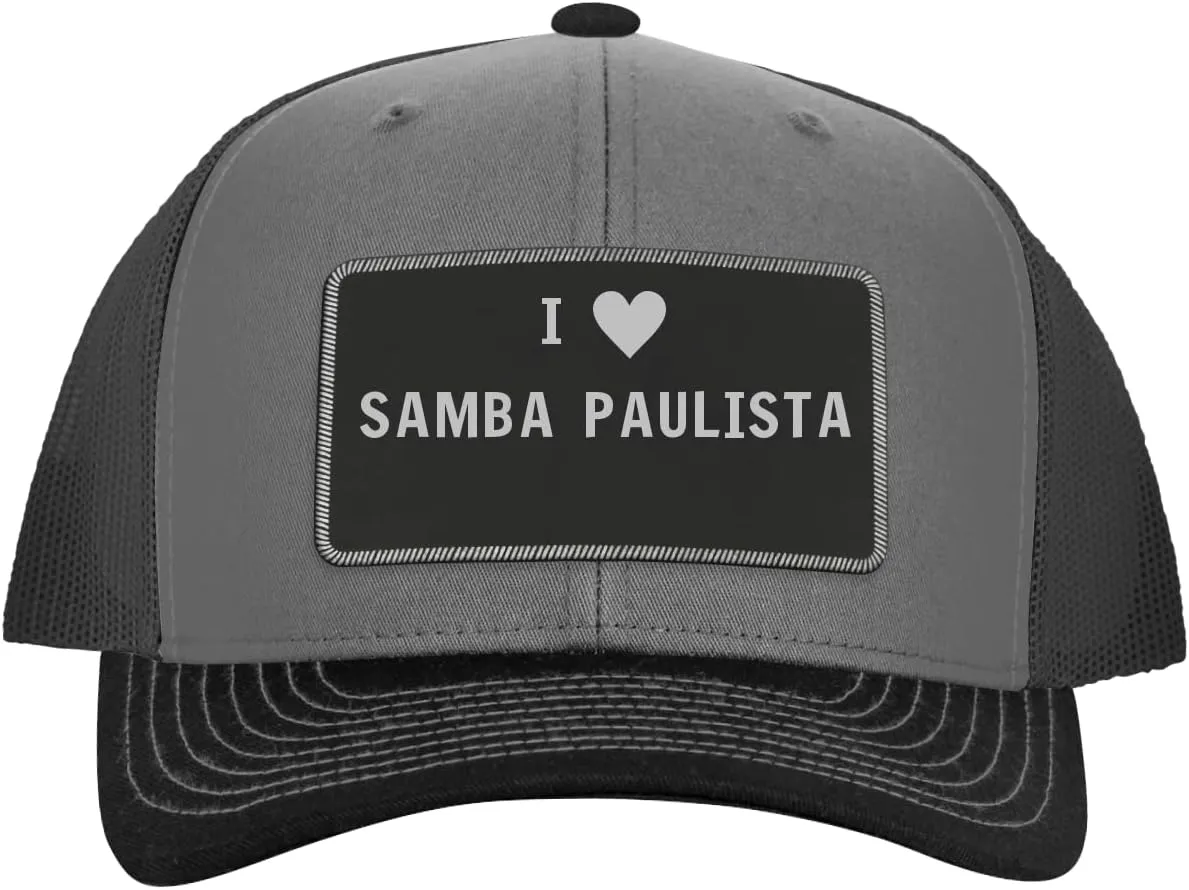 I Heart Love Samba Paulista - Leather Black Patch Engraved Trucker Hat