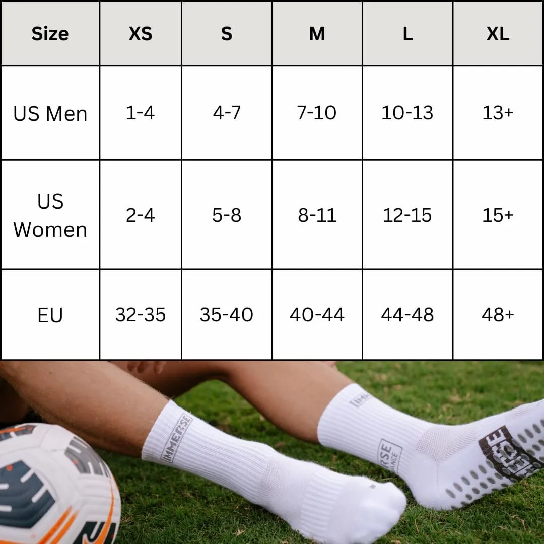 IMMERSE Performance Grip Sock - Anti Slip Sock - Men & Women - Soccer, Pilates - Hospital Sock - Comfort & Compressed - Crew