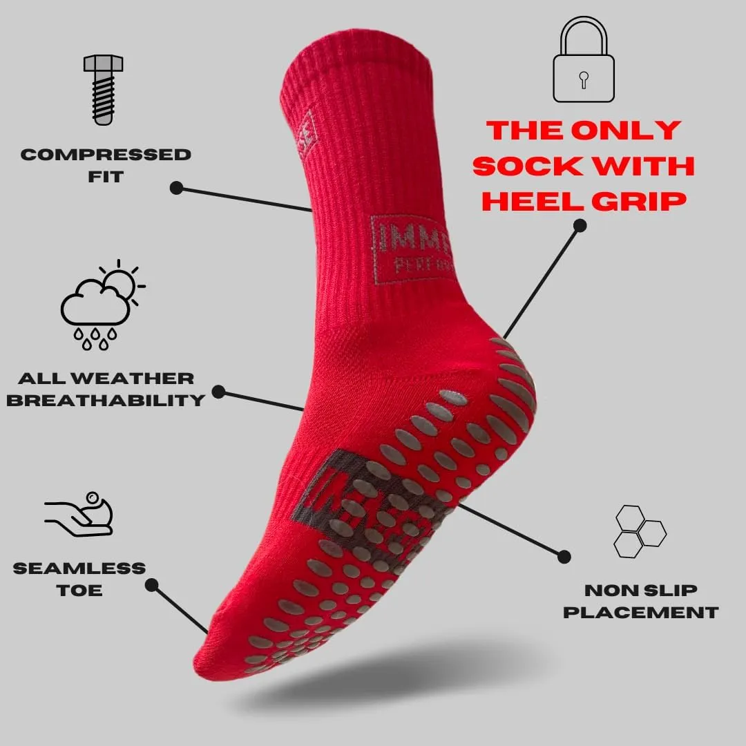 IMMERSE Performance Grip Sock - Anti Slip Sock - Men & Women - Soccer, Pilates - Hospital Sock - Comfort & Compressed - Crew