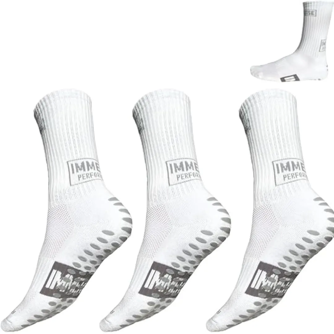 IMMERSE Performance Grip Sock - Anti Slip Sock - Men & Women - Soccer, Pilates - Hospital Sock - Comfort & Compressed - Crew