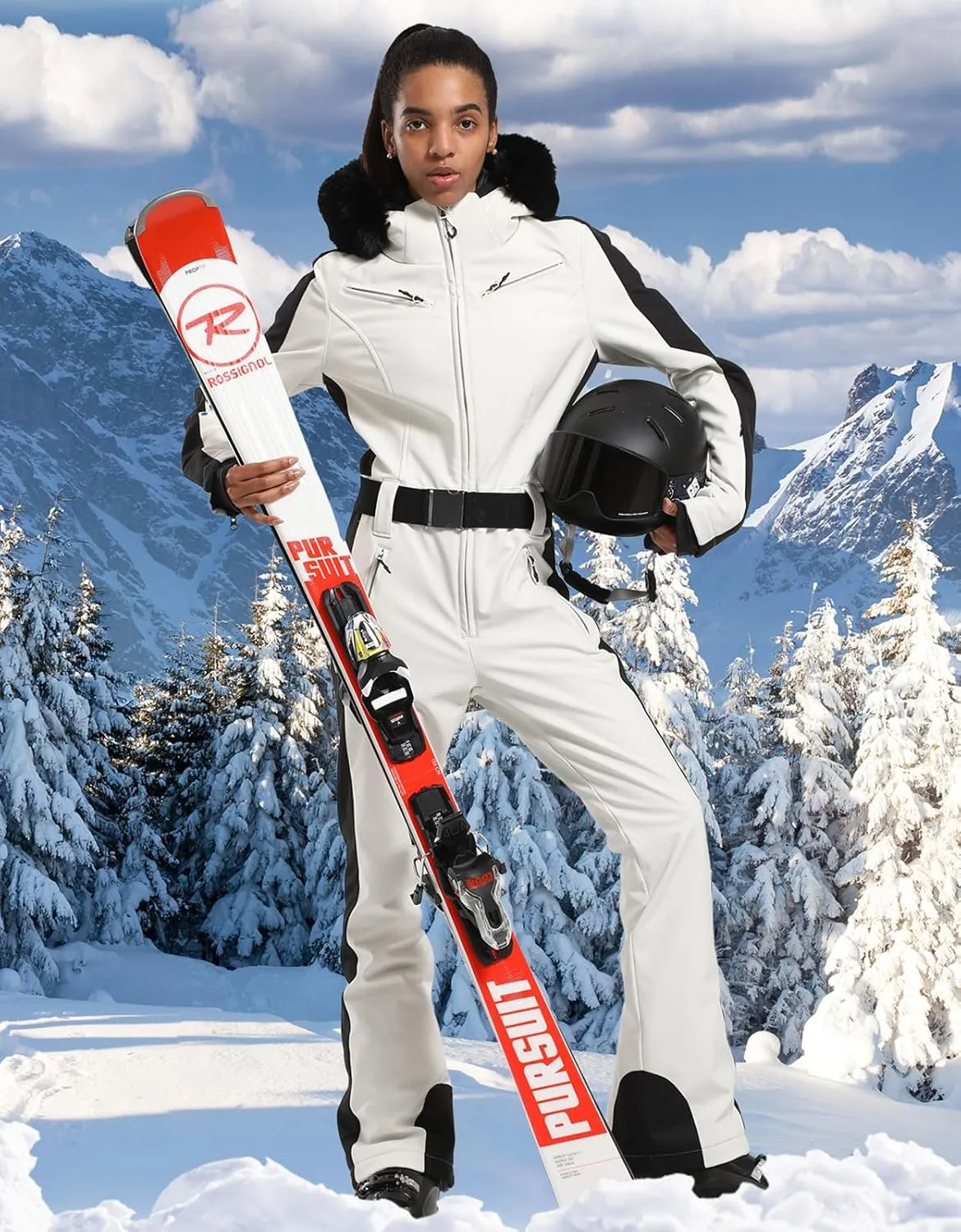 IMPHUT Women's One Piece Ski Suits Slim Waterproof Jumpsuits Windproof Snowsuit Insulated Ski Jumpsuit Skiing Sports
