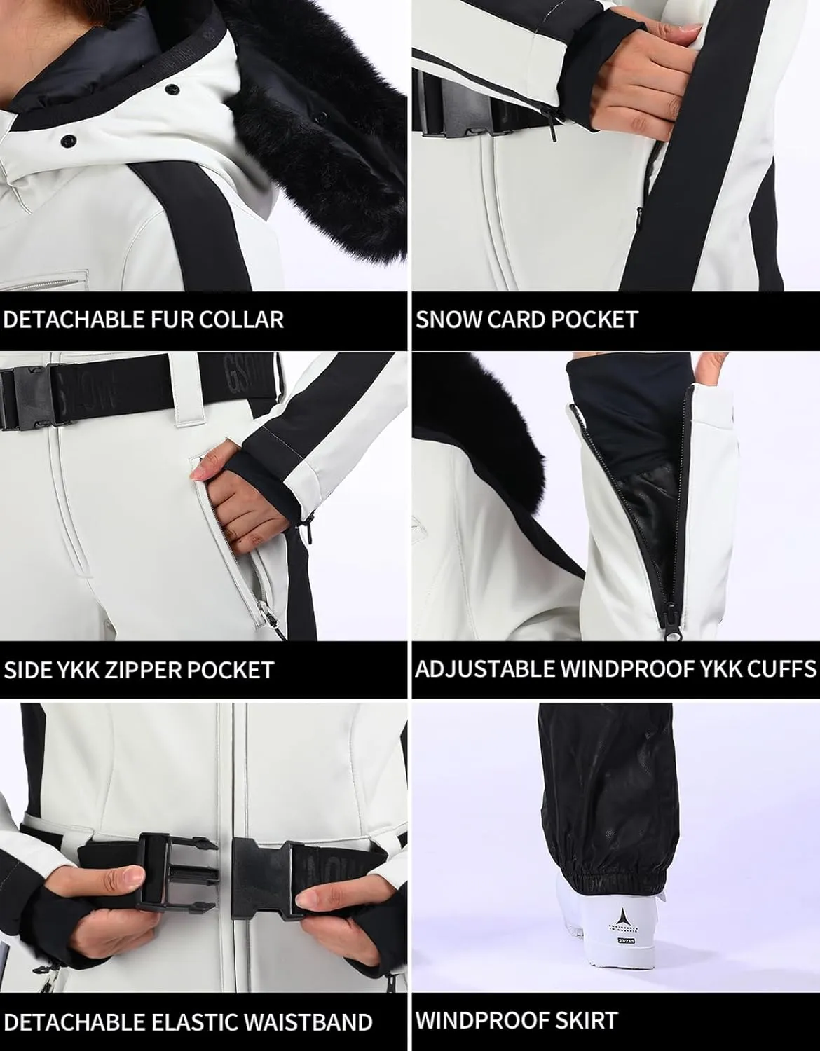 IMPHUT Women's One Piece Ski Suits Slim Waterproof Jumpsuits Windproof Snowsuit Insulated Ski Jumpsuit Skiing Sports