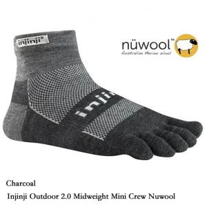 Injinji Outdoor 2.0 Midweight Mini Crew Socks - NuWool