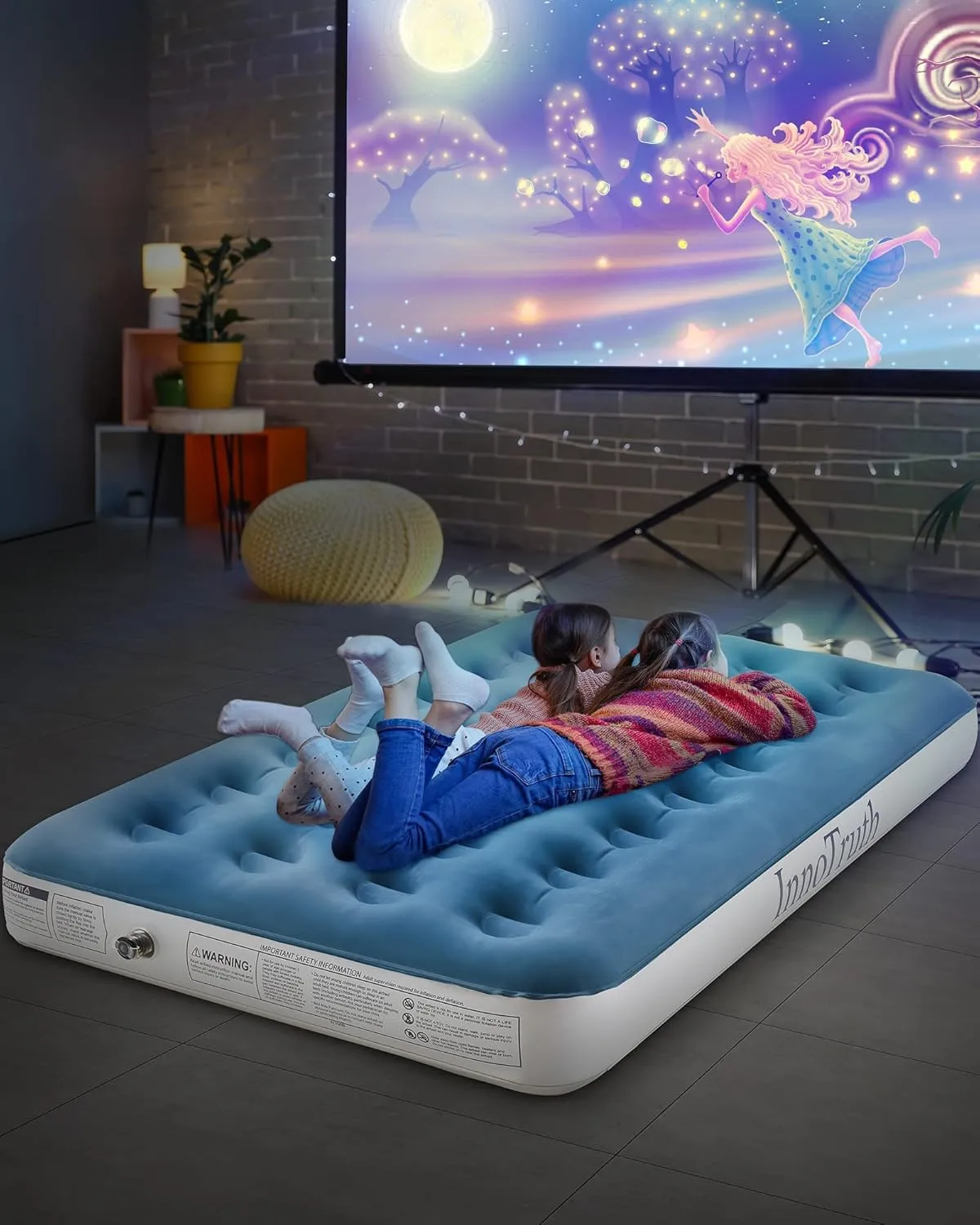 InnoTruth Twin Camping Air Mattress Bed, Single Rechargeable Handheld Electric Pump Inflatable Airbed, Raised Elevated Blow Up Mattresses for Guests, Portable and Foldable Bed for Home Travel