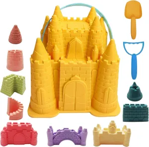 IOKUKI Beach and Sand Castle Kit, 12 PCS Sand Toys for Kids Outdoor with Sand Castle Bucket, Molds, Rake and Shovel, Great Toys for Beach