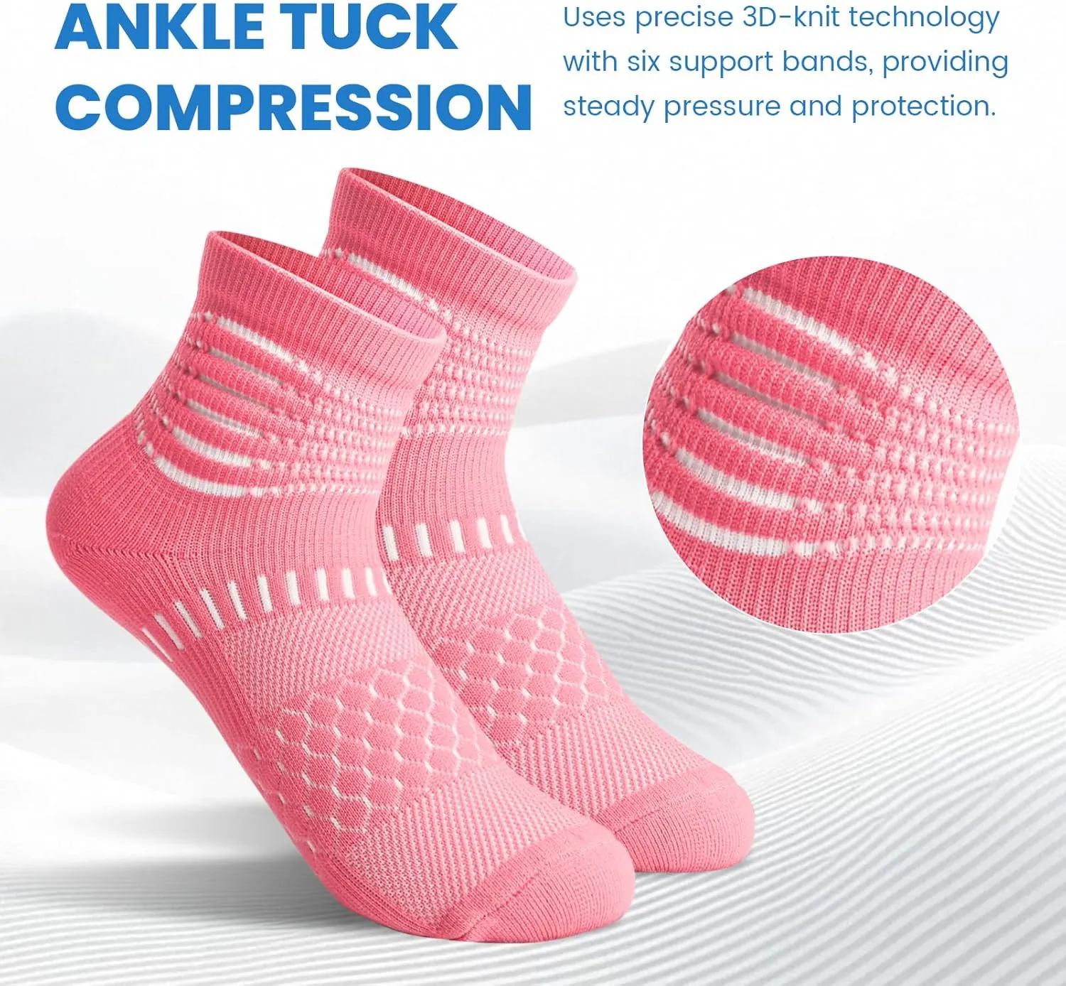 IRAMY Ankle Compression Socks for Women Men Coolmax Moisture Wicking Socks Plantar Fasciitis Relief 3/5 Pairs