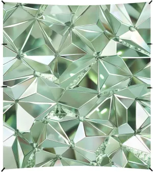 Irregular Polygon Soft Green Crystal Pattern Foldable Beach Canopy UPF50  Easy Setup Sun Shade with Sandbags, Sand Shovel, Poles for Camping, Picnics, Backyard