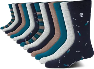 IZOD Men's Dress Socks - 14 Pack Lightweight Moisture-Wicking Stay Up Cuff Crew Socks - Dress Socks for Men (Sizes: 6-12.5)