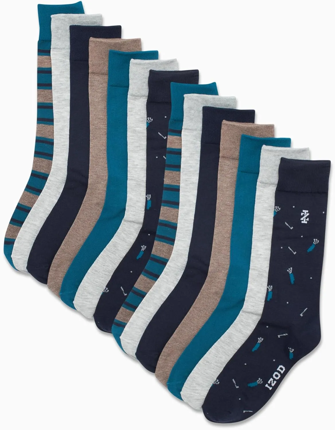 IZOD Men's Dress Socks - 14 Pack Lightweight Moisture-Wicking Stay Up Cuff Crew Socks - Dress Socks for Men (Sizes: 6-12.5)